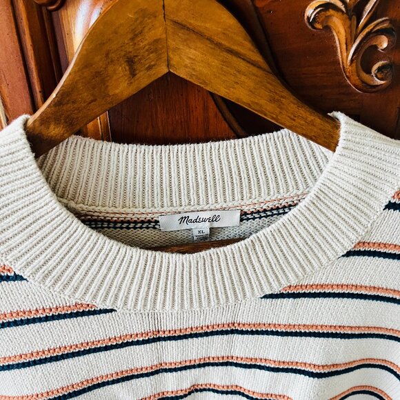 Madewell Brownstone Side-Button Sweater in Stripe, Size XL - Picture 2 of 4